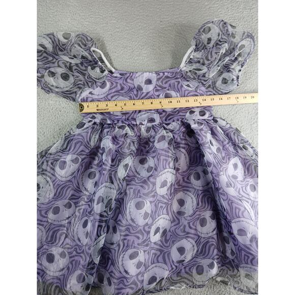 Disney Dress Jack Skellington Girls XL (14) Purple Kids Puff Sleeve Halloween - Picture 3 of 7